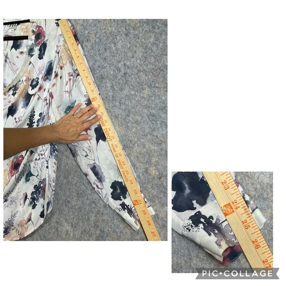 Haute Hippie Watercolor Floral Dreamy Mature Flowy Feminine Silk Blouse - Sz L - Picture 13 of 15